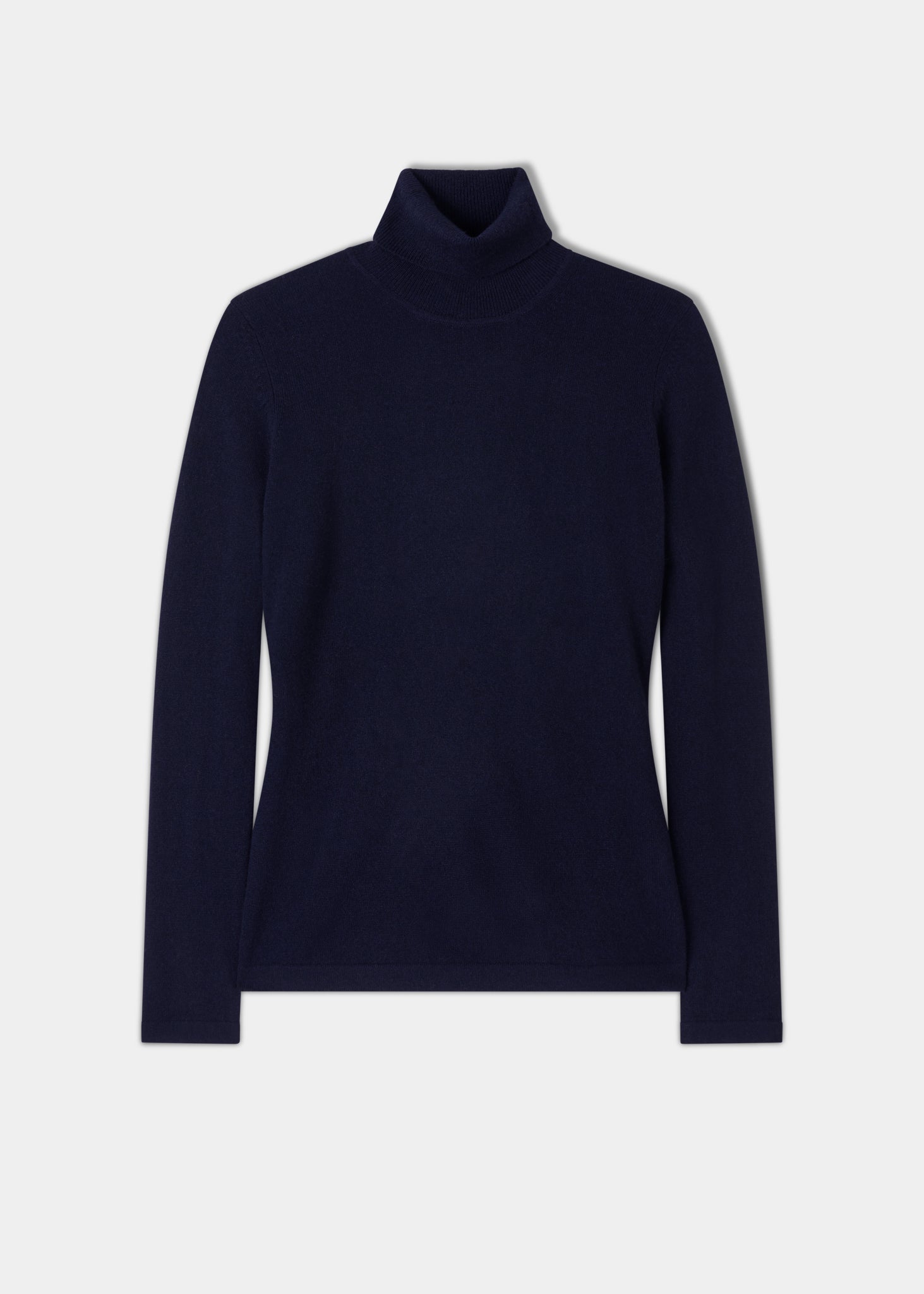 Alison Ladies Cashmere Roll Neck Jumper In Dark Navy Alan Paine UK