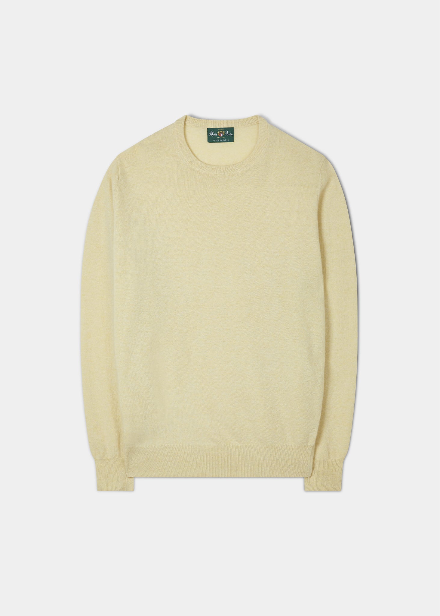 Men s Geelong Lambswool Crew Neck Jumper in Lemon Web Exclusive