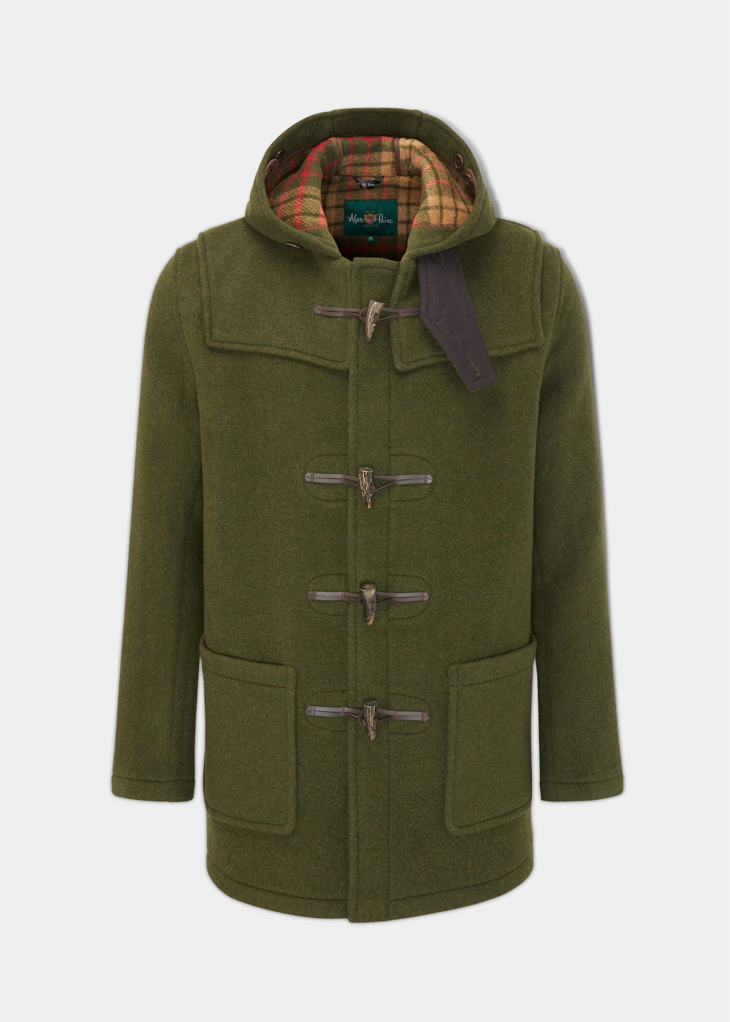 Alcombey Check Back Duffle Coat In Loden Alan Paine UK