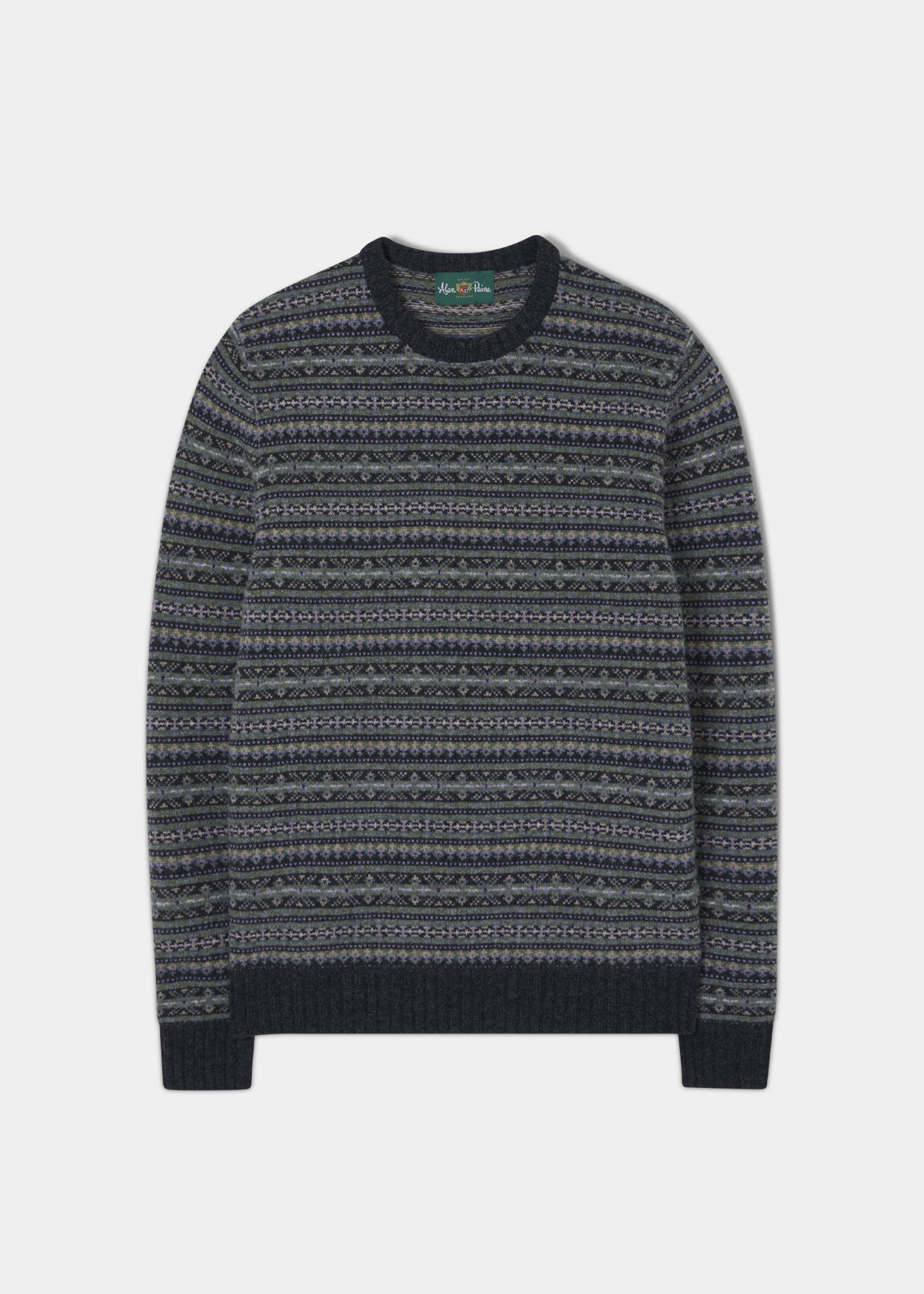 Towthorpe Men s Fairisle Charcoal Grey Jumper Alan Paine UK