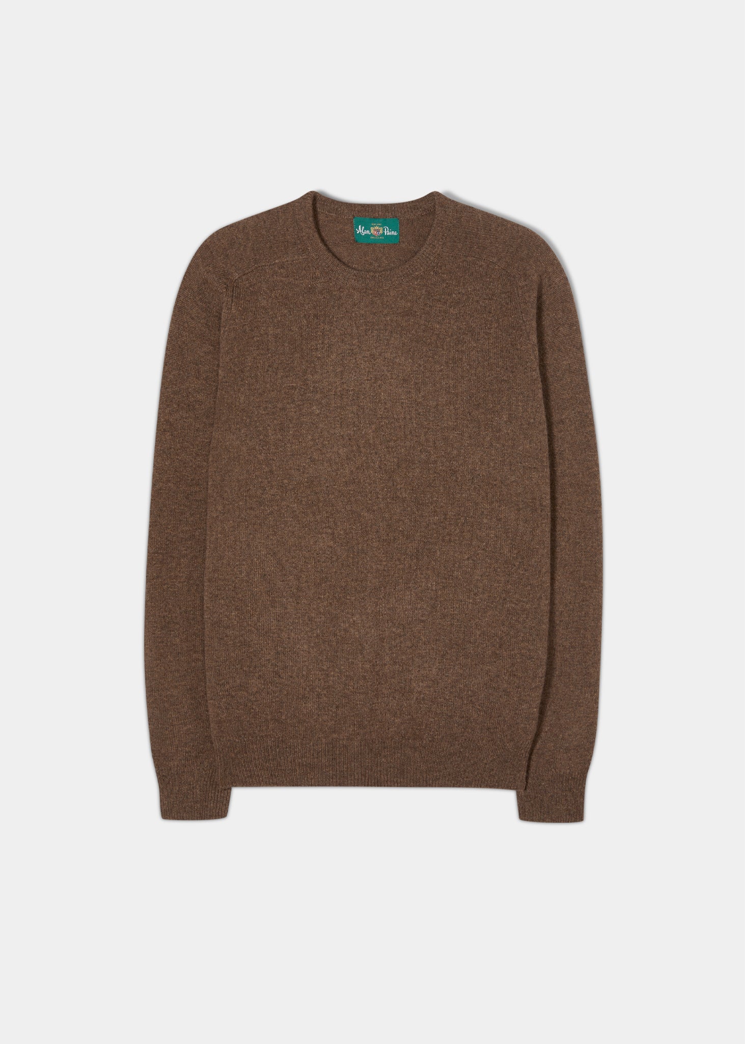 Lenzie Men s Lambswool Crew Neck In Tobacco Alan Paine UK