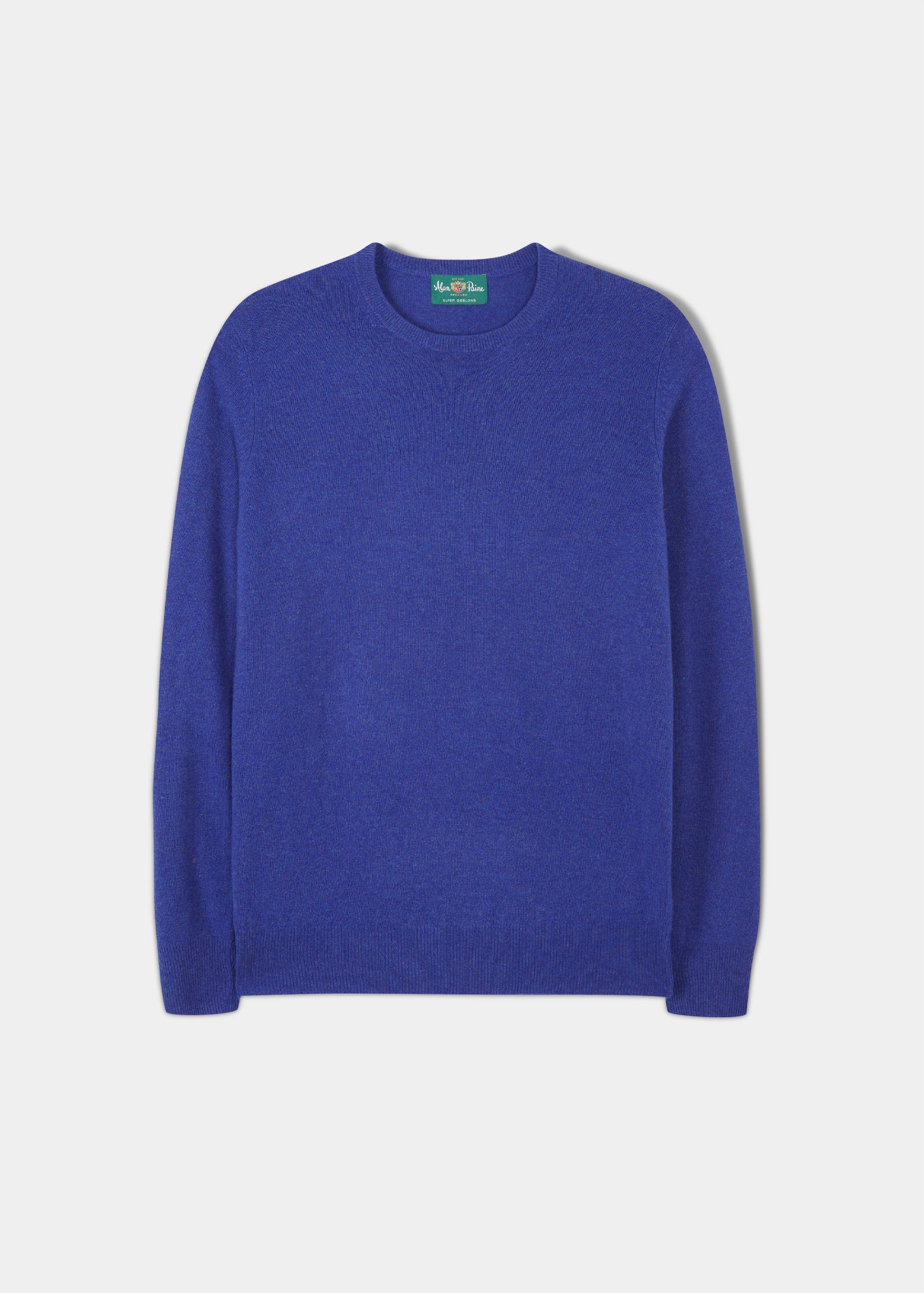 Men s Lambswool Crew Neck Jumper in Persian Web Exclusive Knitwear Alan Paine UK