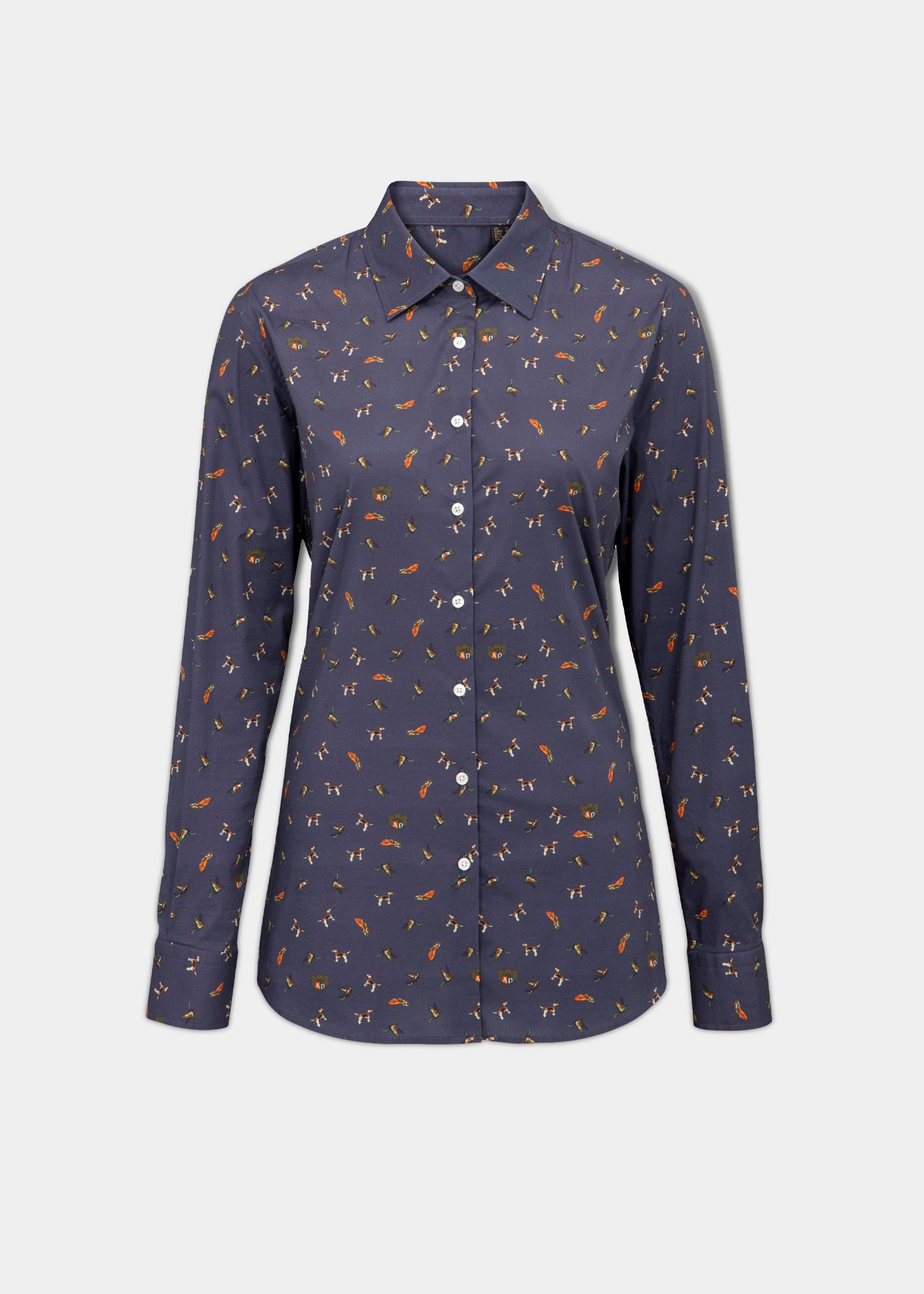 Navy Cotton Shirt With Dog & Duck Design | Alan Paine UK