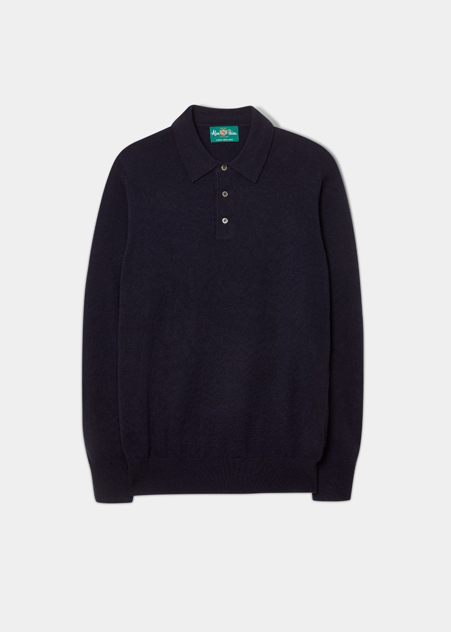 Tresswell Geelong Wool Long Sleeve Polo Shirt in Navy Alan Paine UK