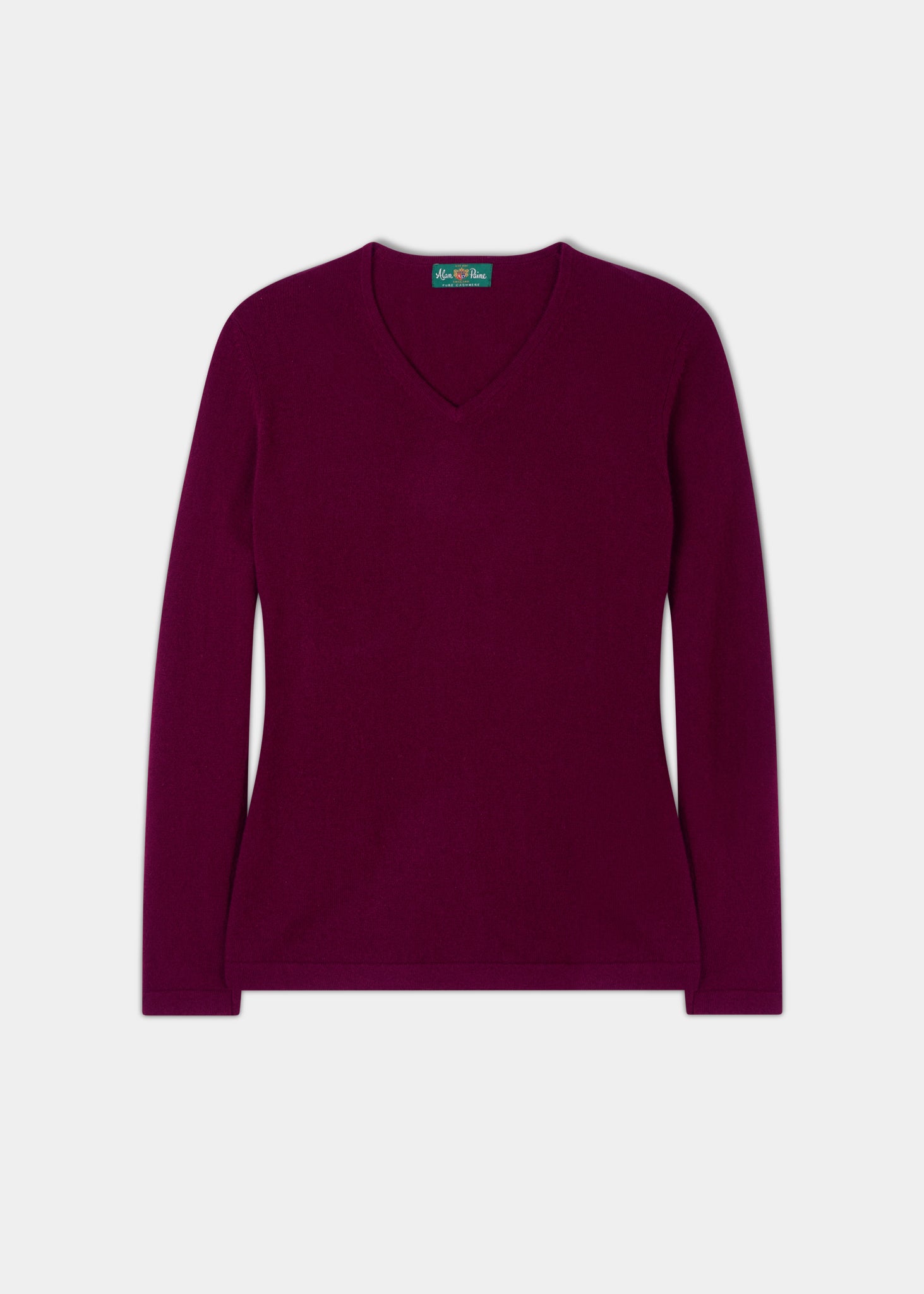 Rachel Ladies Cashmere Vee Neck Jumper In Bordeaux