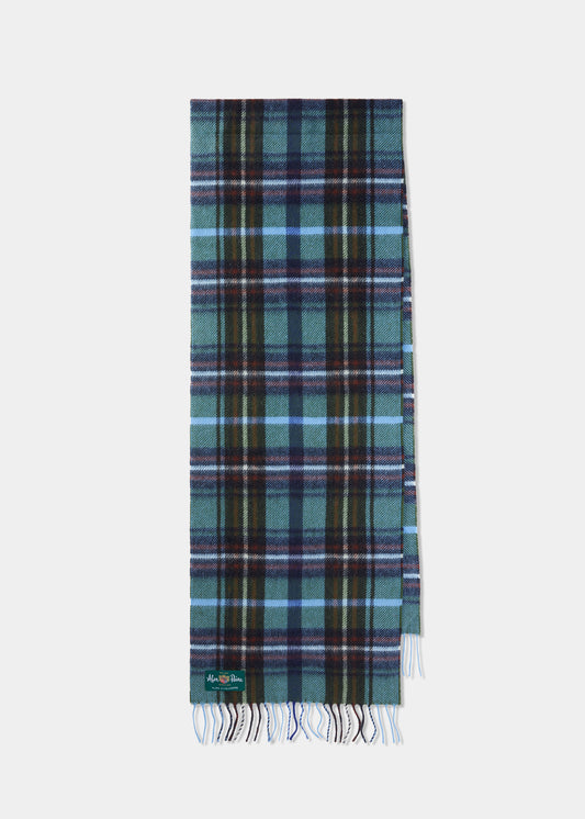 Kirkton Tartan Plaid Cashmere Scarf In Moss