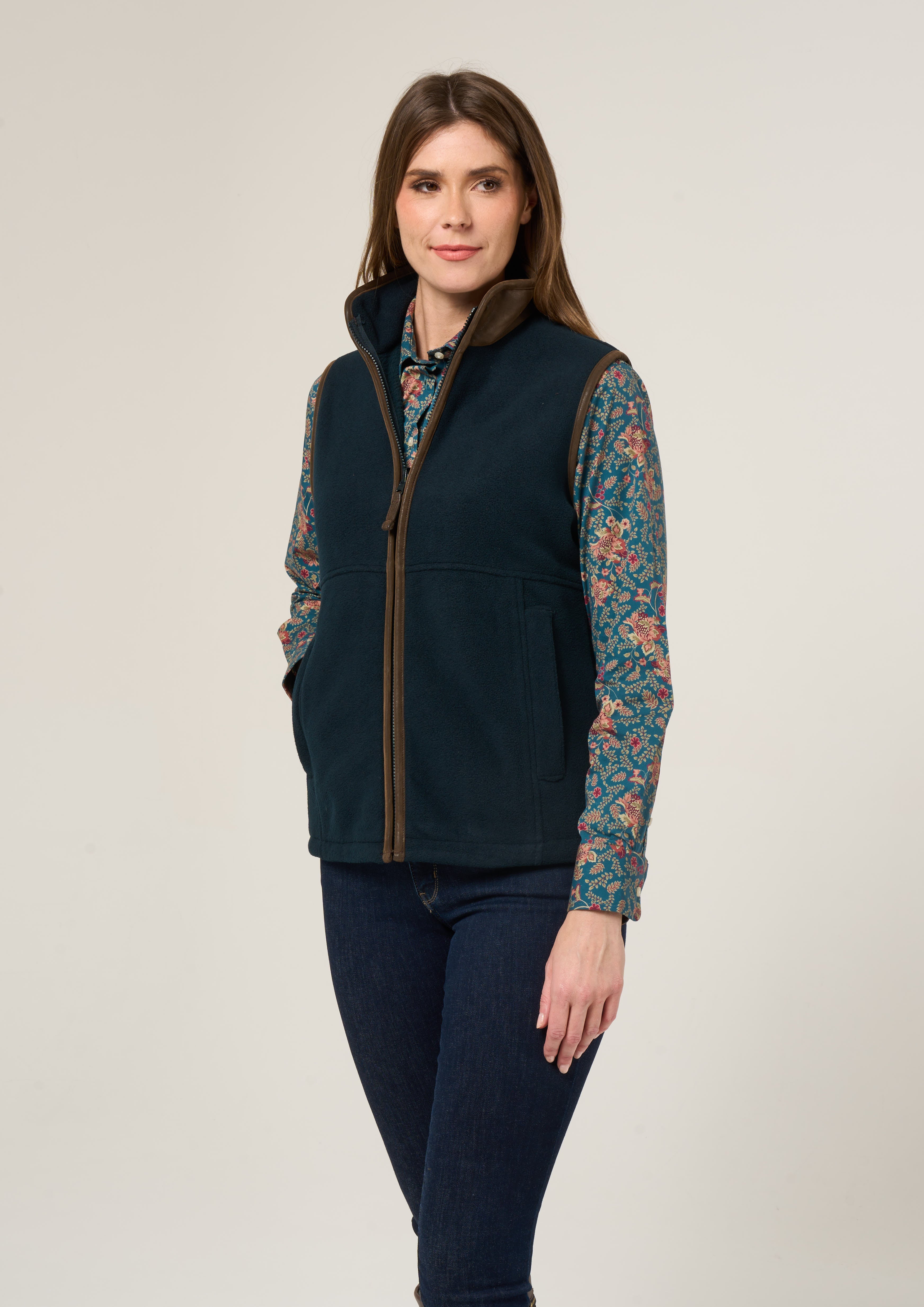 Aylsham Ladies Fleece Waistcoat In Dark Navy Alan Paine UK