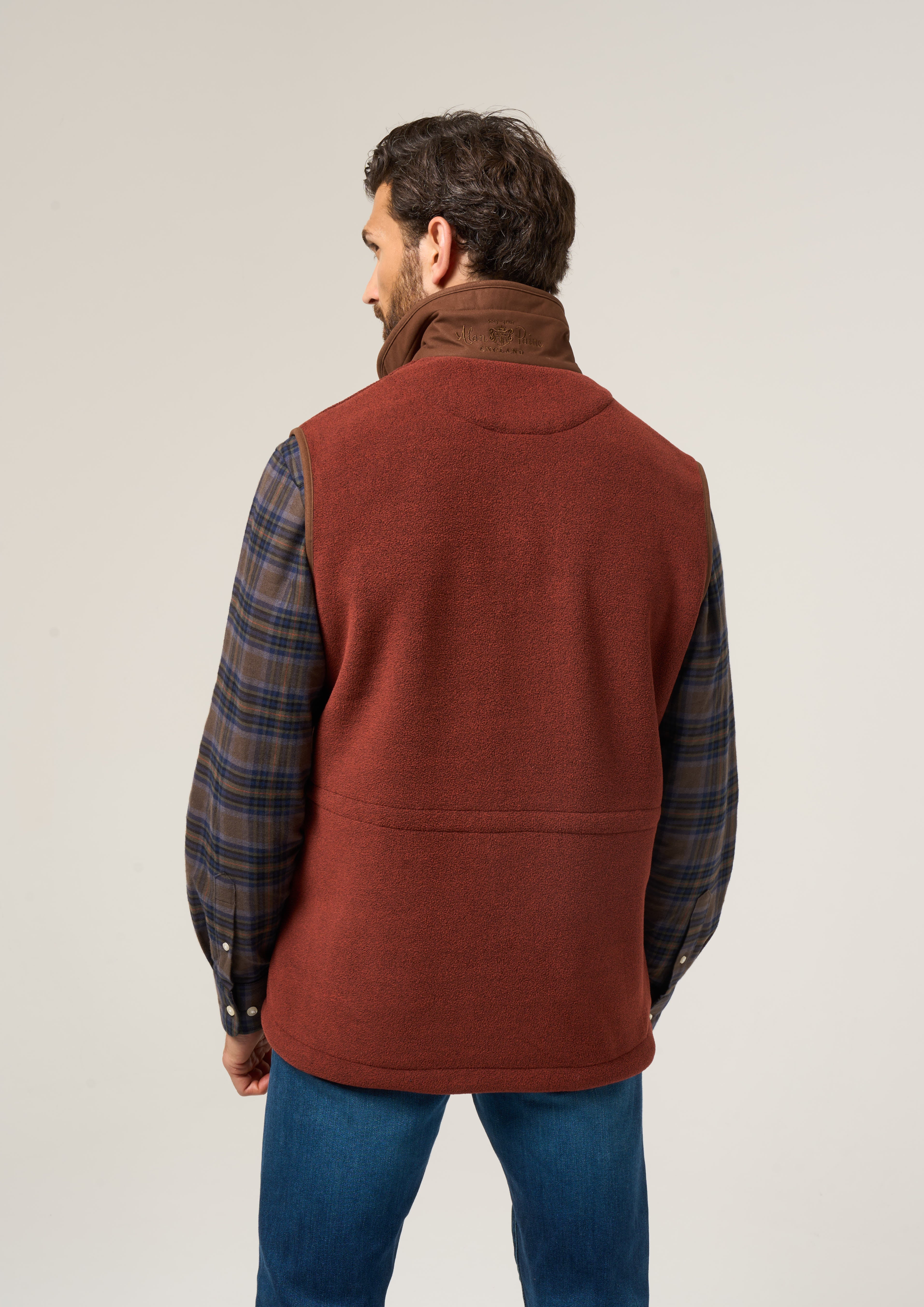 Aylsham Men s Fleece Gilet In Rust Regular Fit