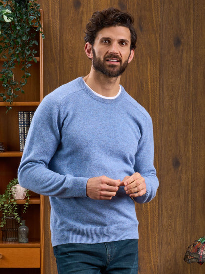 Lambswool Crew Neck Jumper in Light Blue