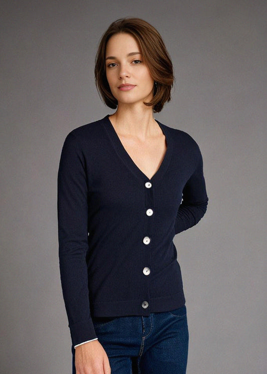 Briony Ladies Cotton Cashmere Cardigan In Dark Navy