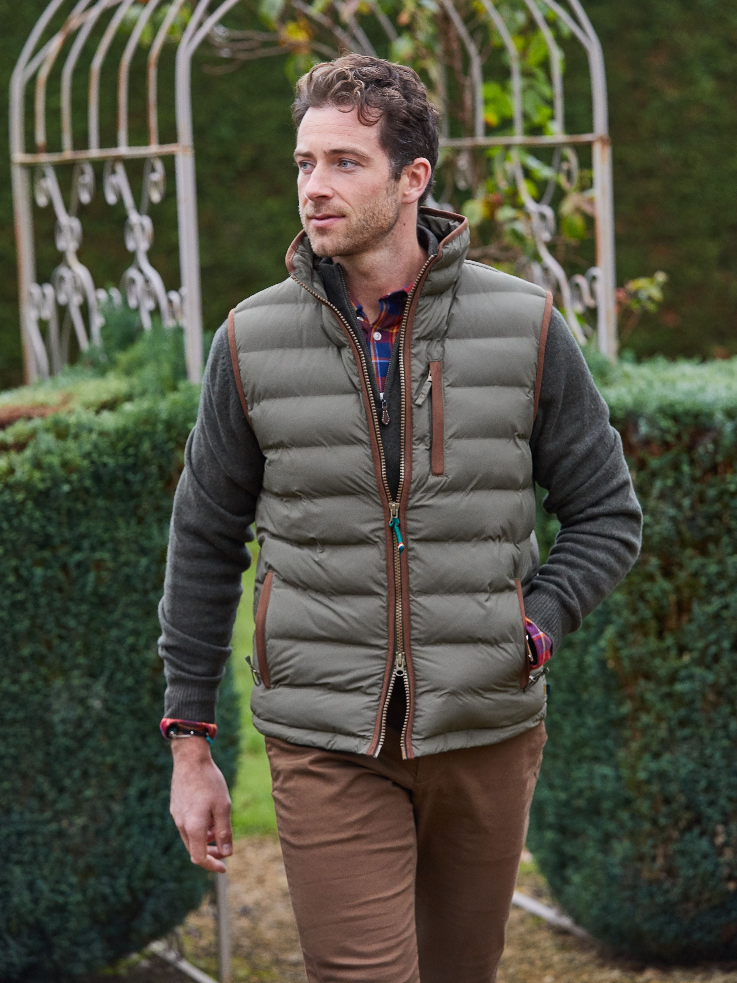 Mens green hot sale quilted vest