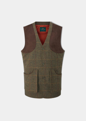 Combrook Men's Tweed Shooting Waistcoat in Teak