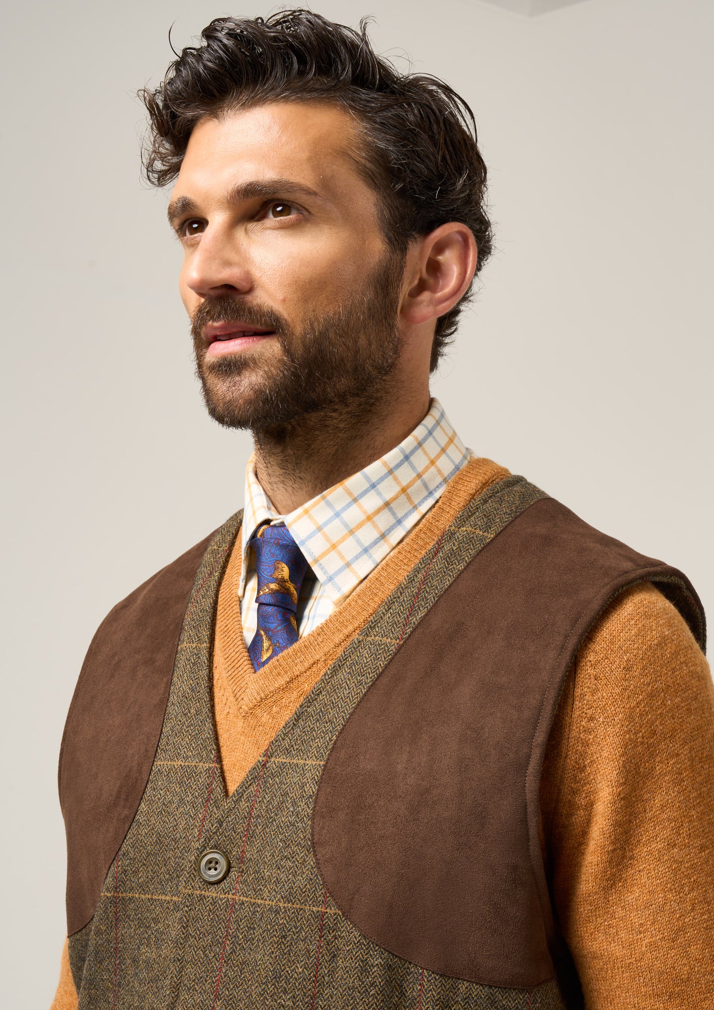 Combrook Men's Tweed Shooting Waistcoat in Teak