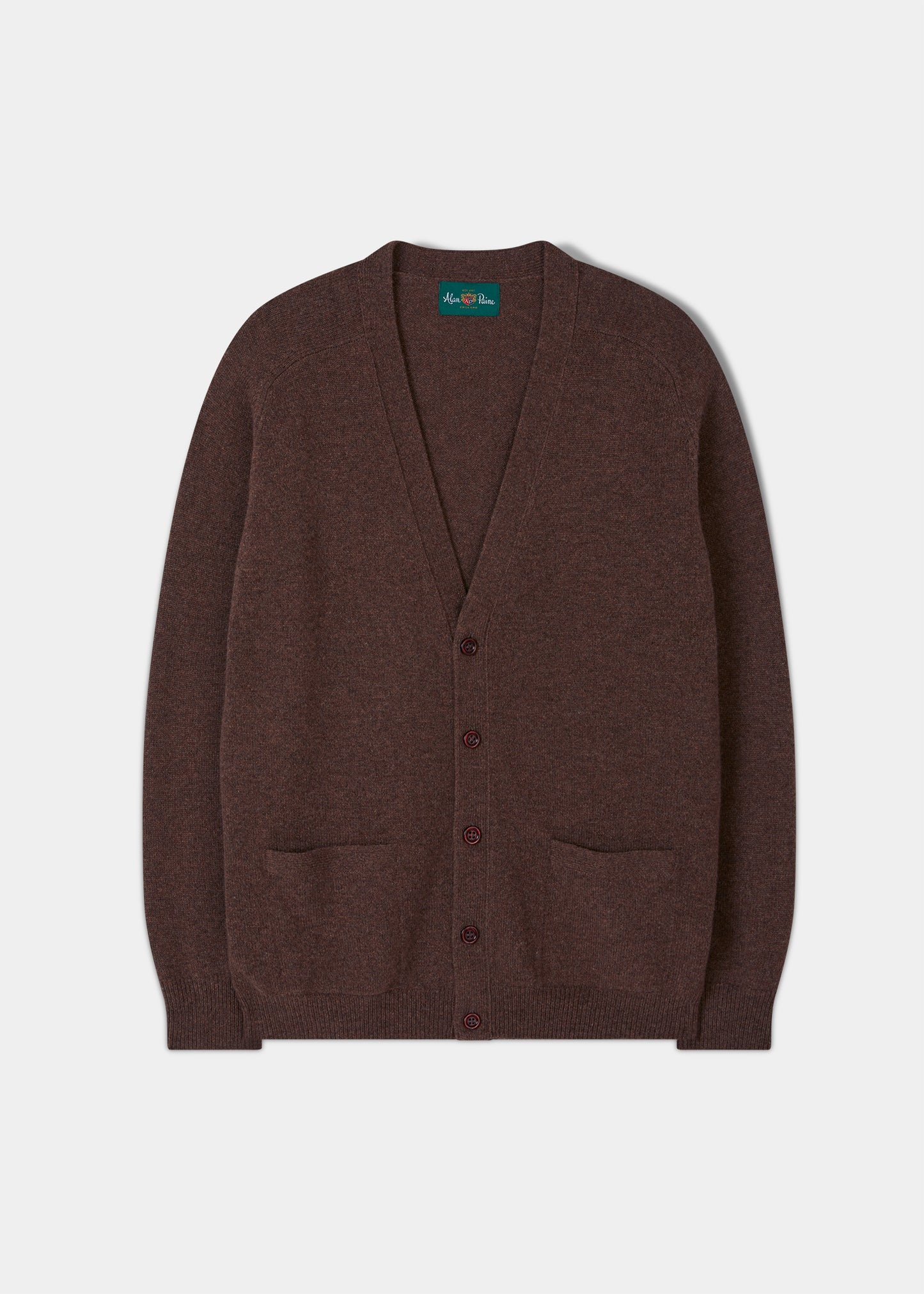 Cornwall Lambswool Cardigan in Tobacco  - Classic Fit