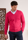 Cotton Cashmere Jumper In Raspberry