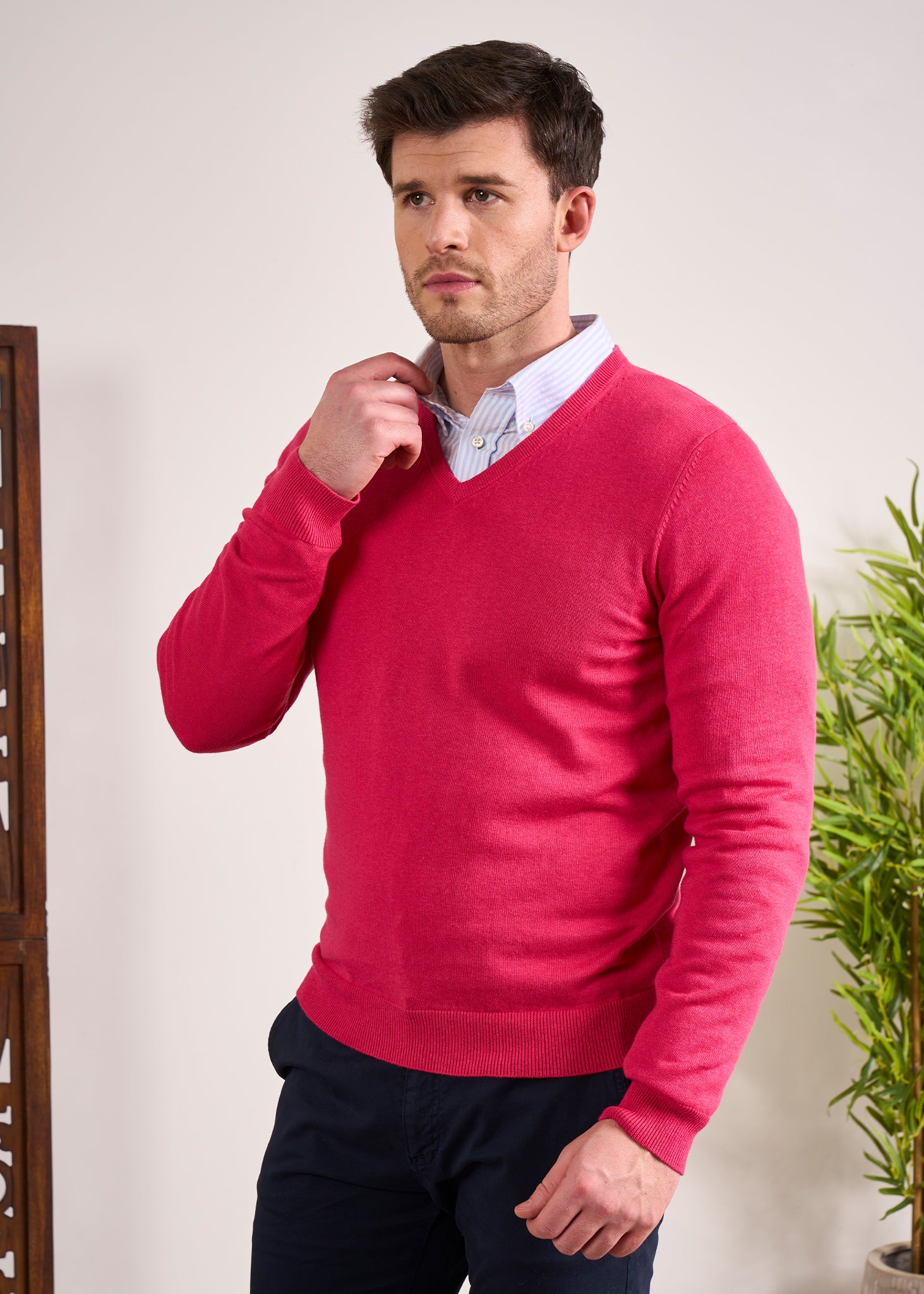 Cotton Cashmere Jumper In Raspberry