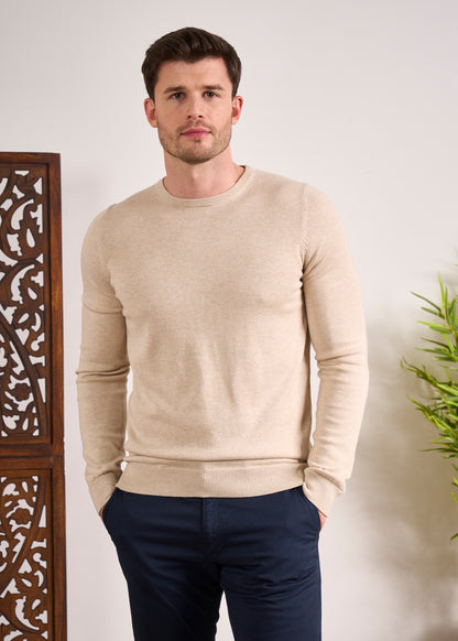 Cotton Cashmere Jumper In Sand