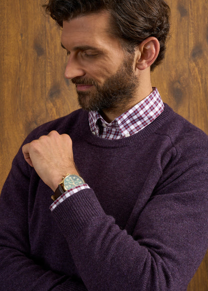 Dorset Men's Lambswool Jumper in Elderberry - Classic Fit