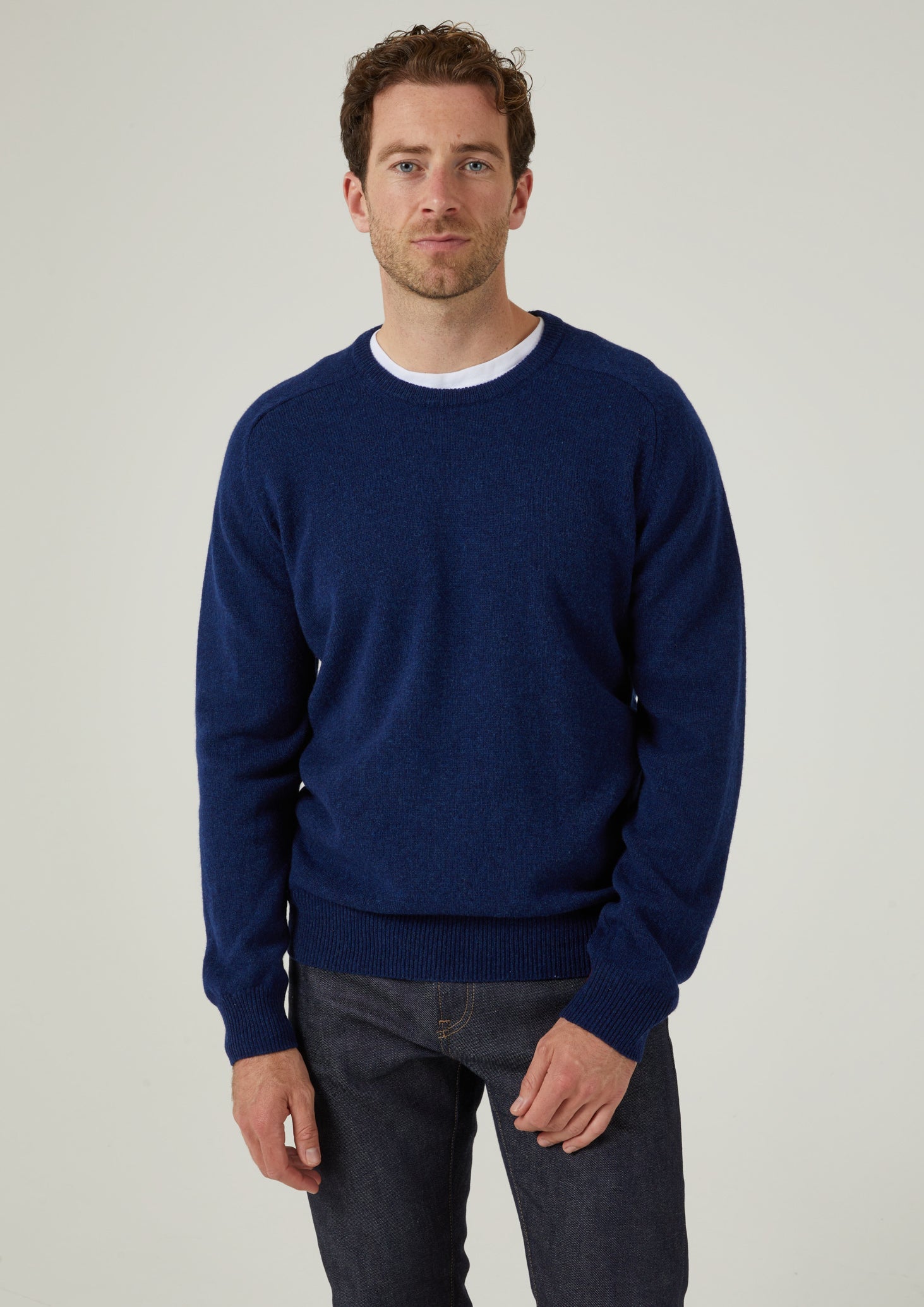 Dorset Men s Lambswool Jumper in Indigo Classic Fit