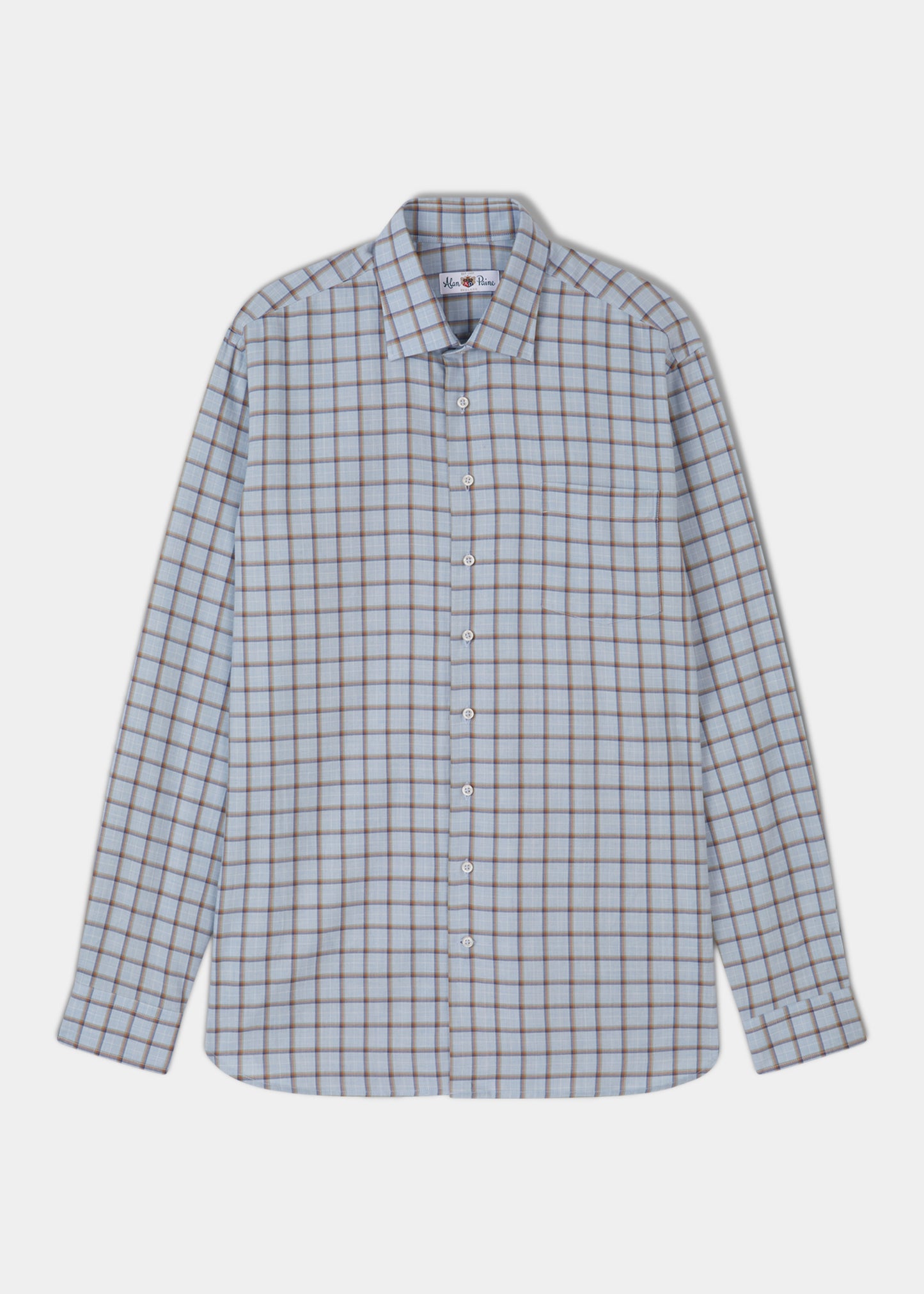 Ganstead Blue and Brown Check Cotton Blend Shirt - Classic Fit