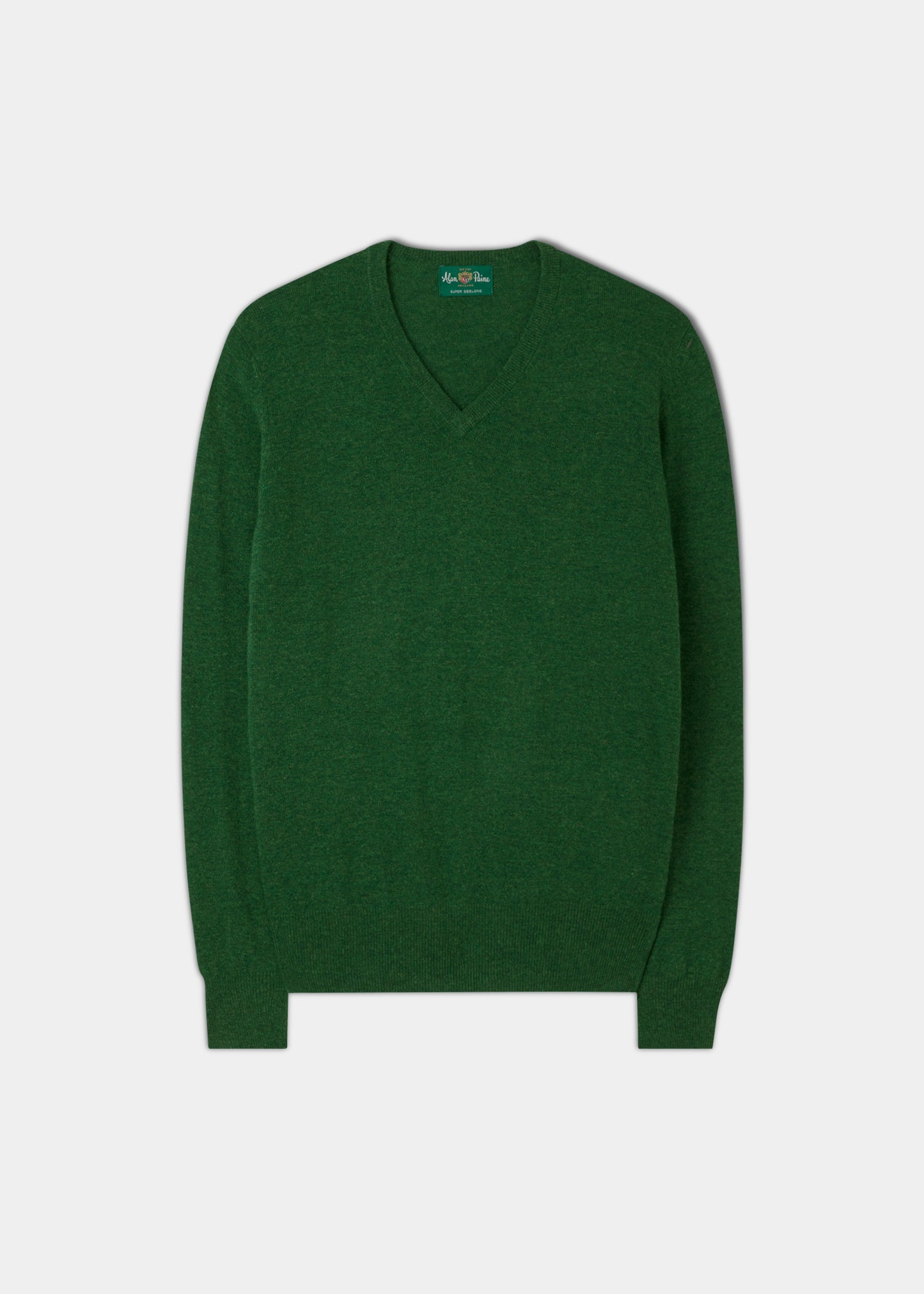 Men's Geelong Lambswool Vee Neck Jumper in Dark Apple - Regular Fit