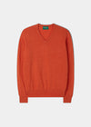 Men's Geelong Lambswool Vee Neck Jumper in Fire - Regular Fit