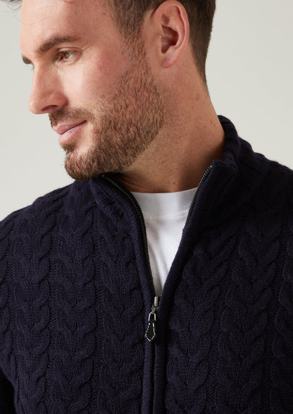 Hawsker Zip Front Mock Neck Jumper In Navy