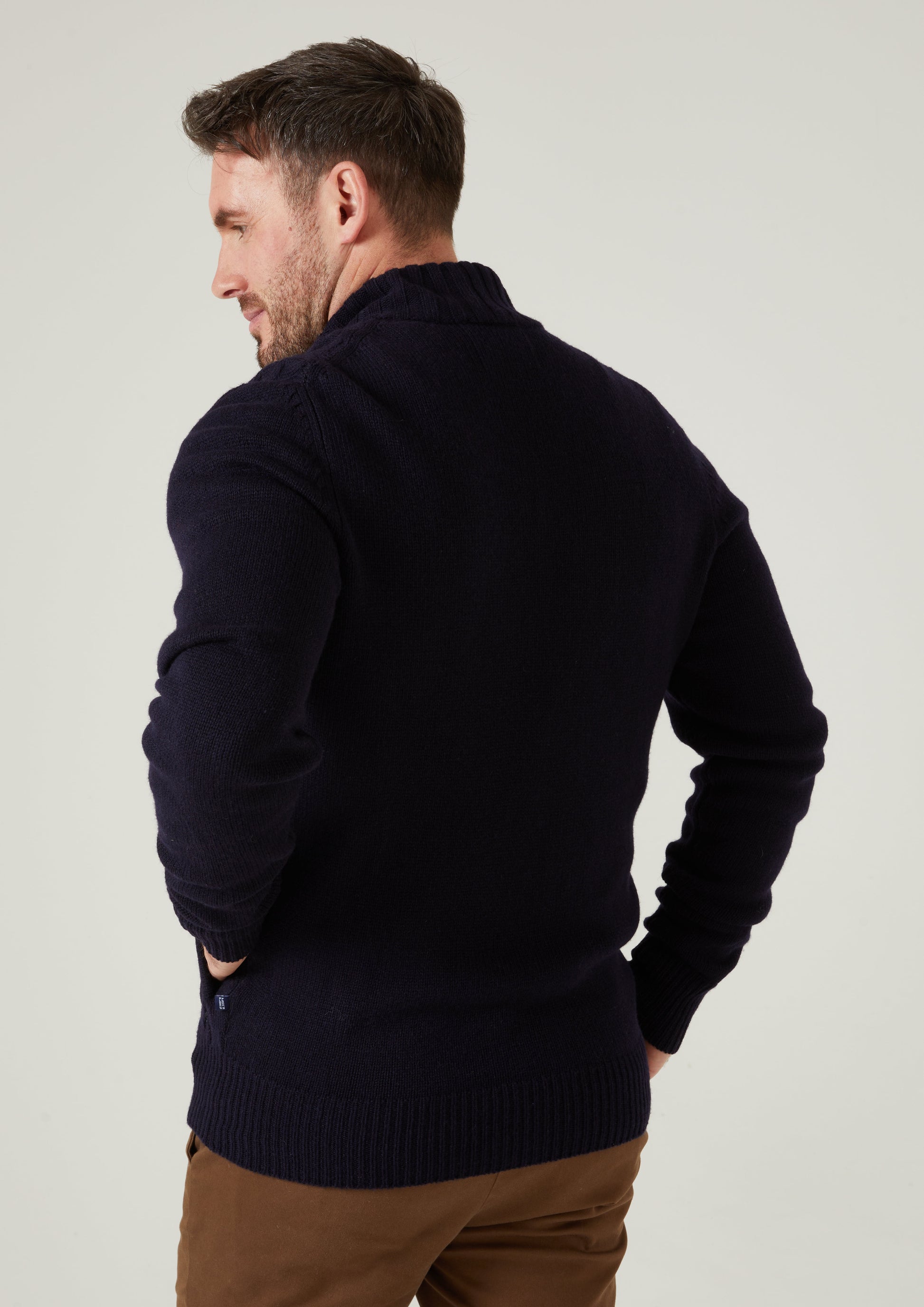 Hawsker Zip Front Mock Neck Jumper In Navy