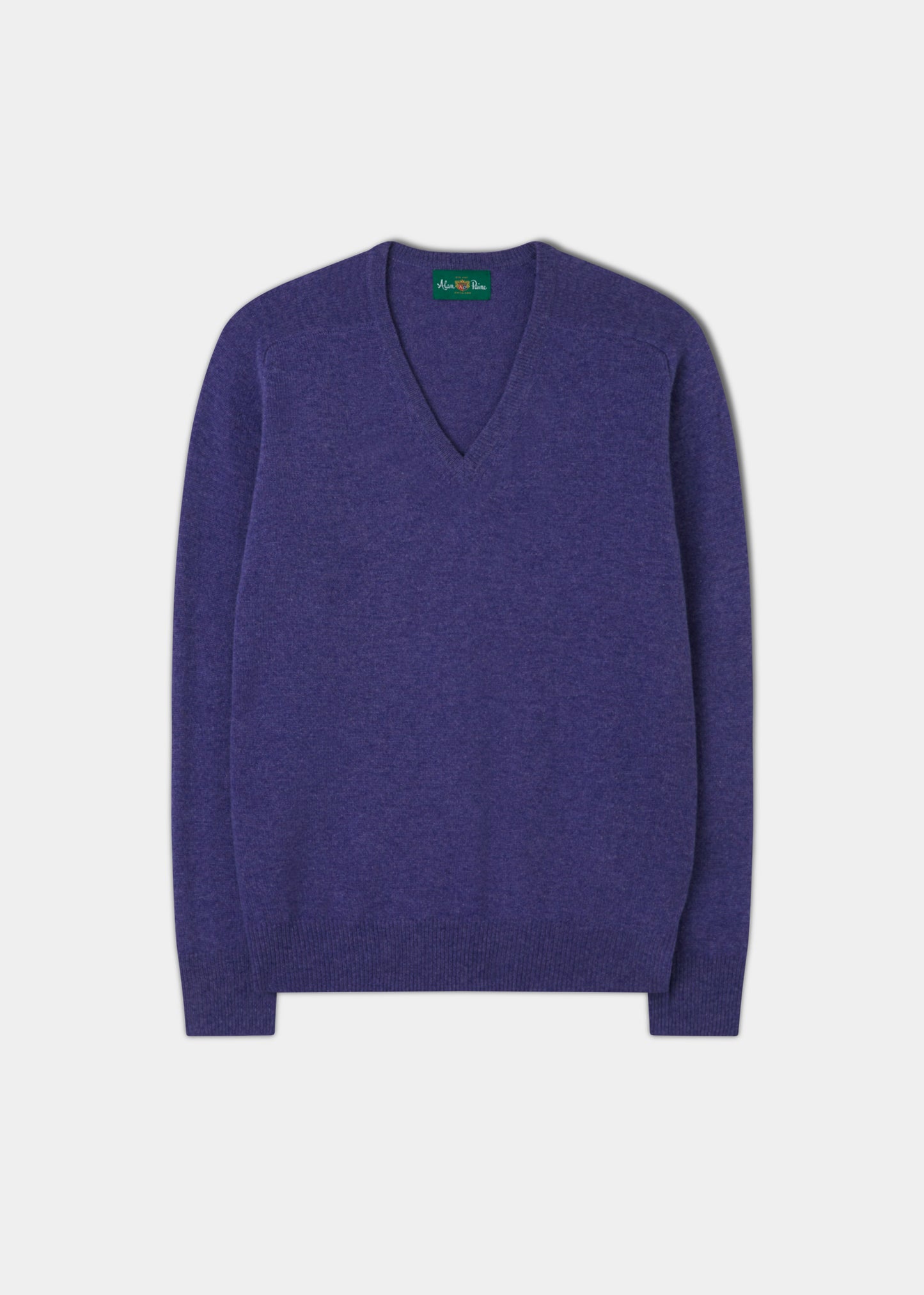 Men's Lambswool Vee Neck Jumper in Purple - Classic Fit