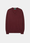 Men's Lambswool Vee Neck Jumper in Rosso - Classic Fit