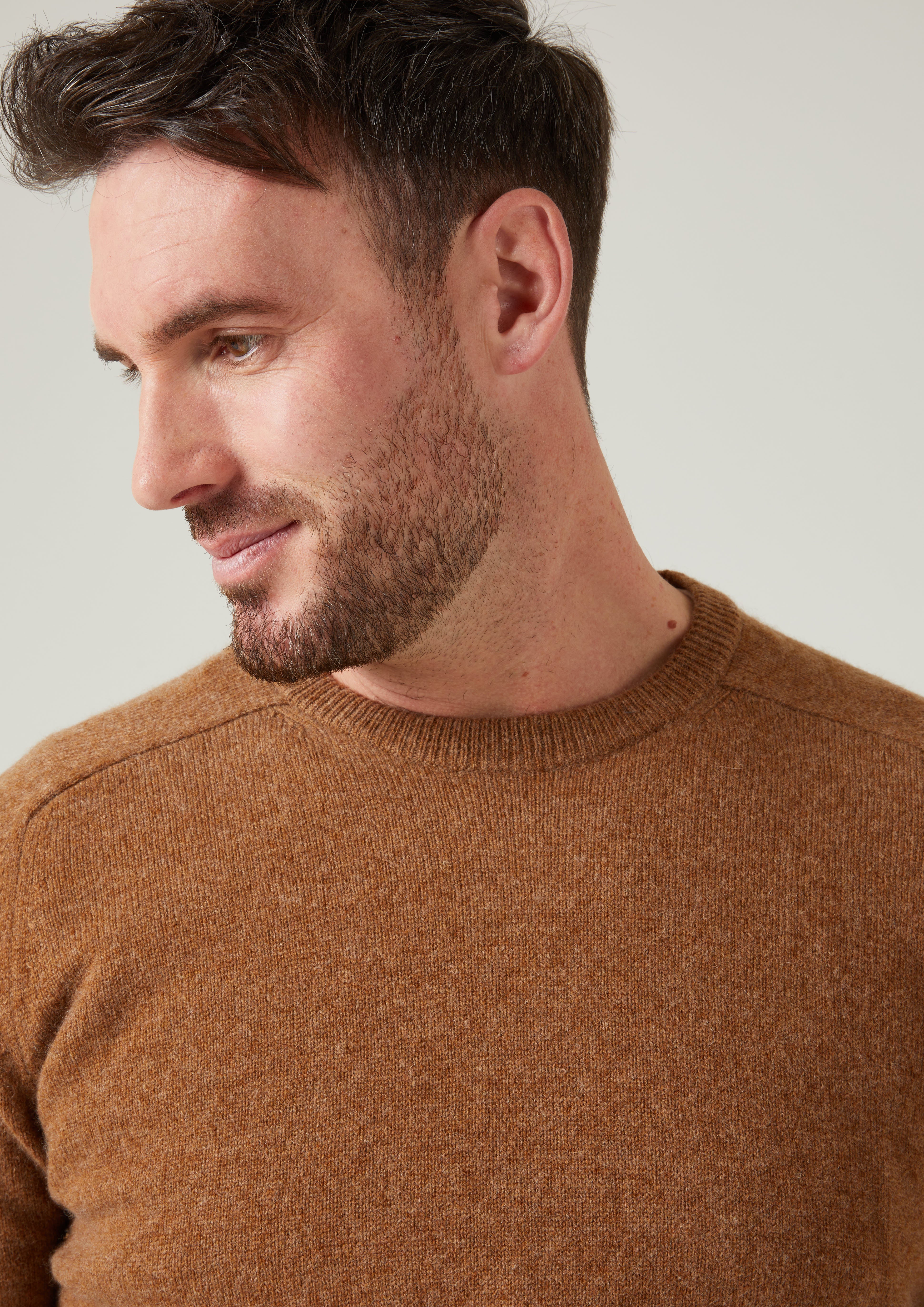 Men s Lambswool Jumper In Driftwood Alan Paine UK