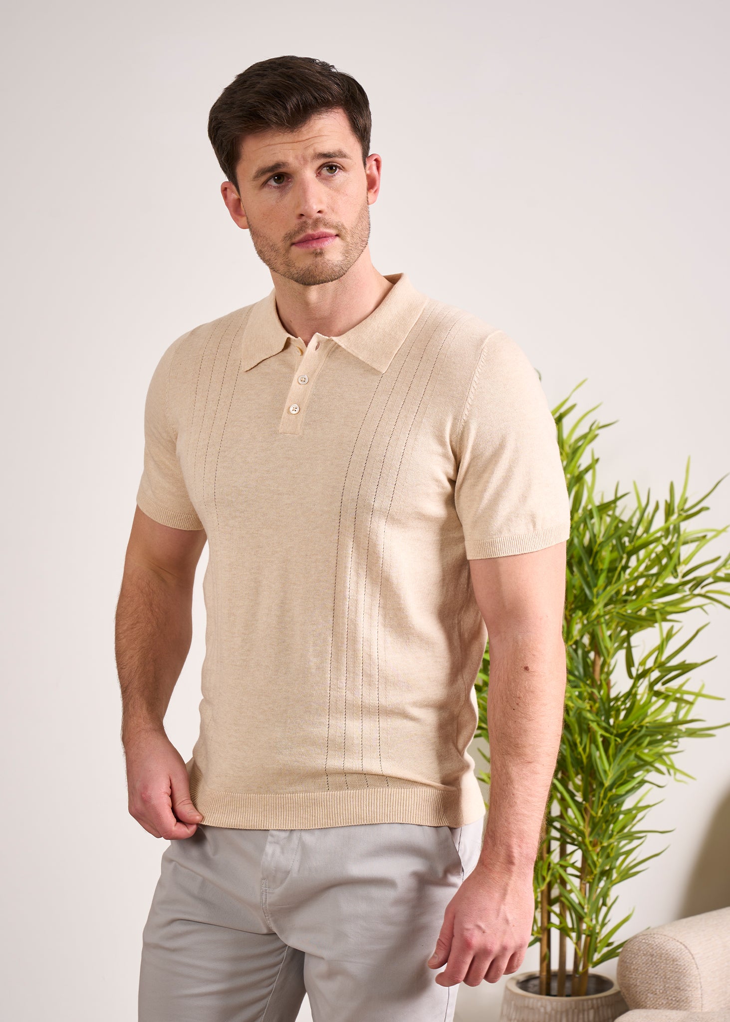 Luxury Cotton Polo In Sand