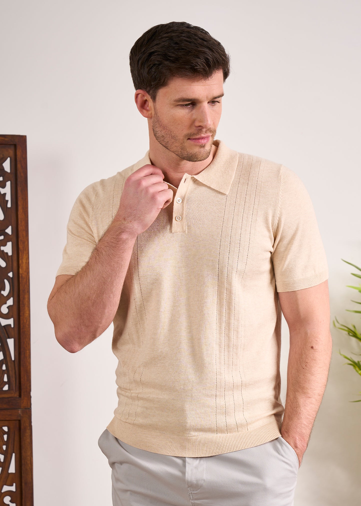 Luxury Cotton Polo In Sand