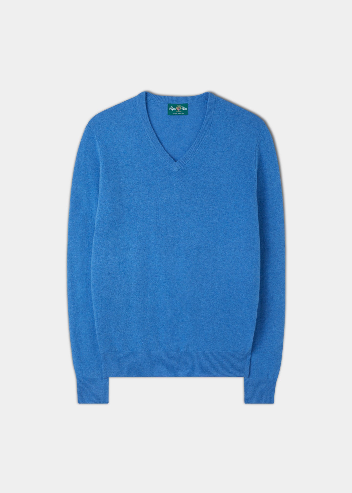 Men's Geelong Lambswool Vee Neck Jumper in Tahiti - Regular Fit