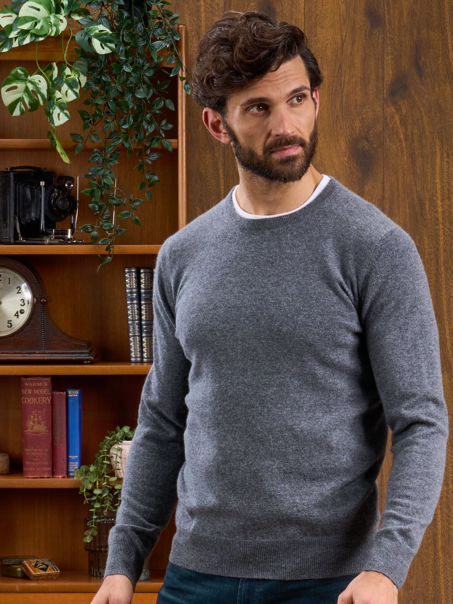 Charcoal grey jumper mens best sale