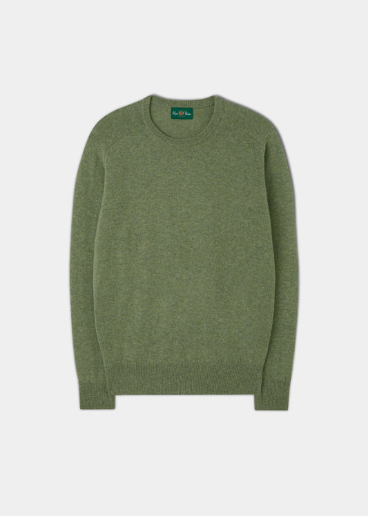 Men's Lambswool Crew Neck Jumper in Light Green  - Classic Fit