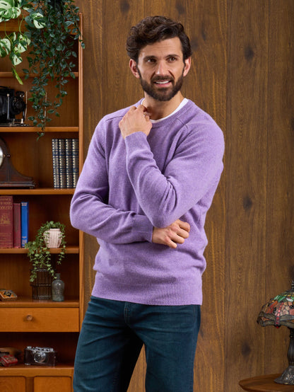 Lambswool Crew Neck Jumper in Violet