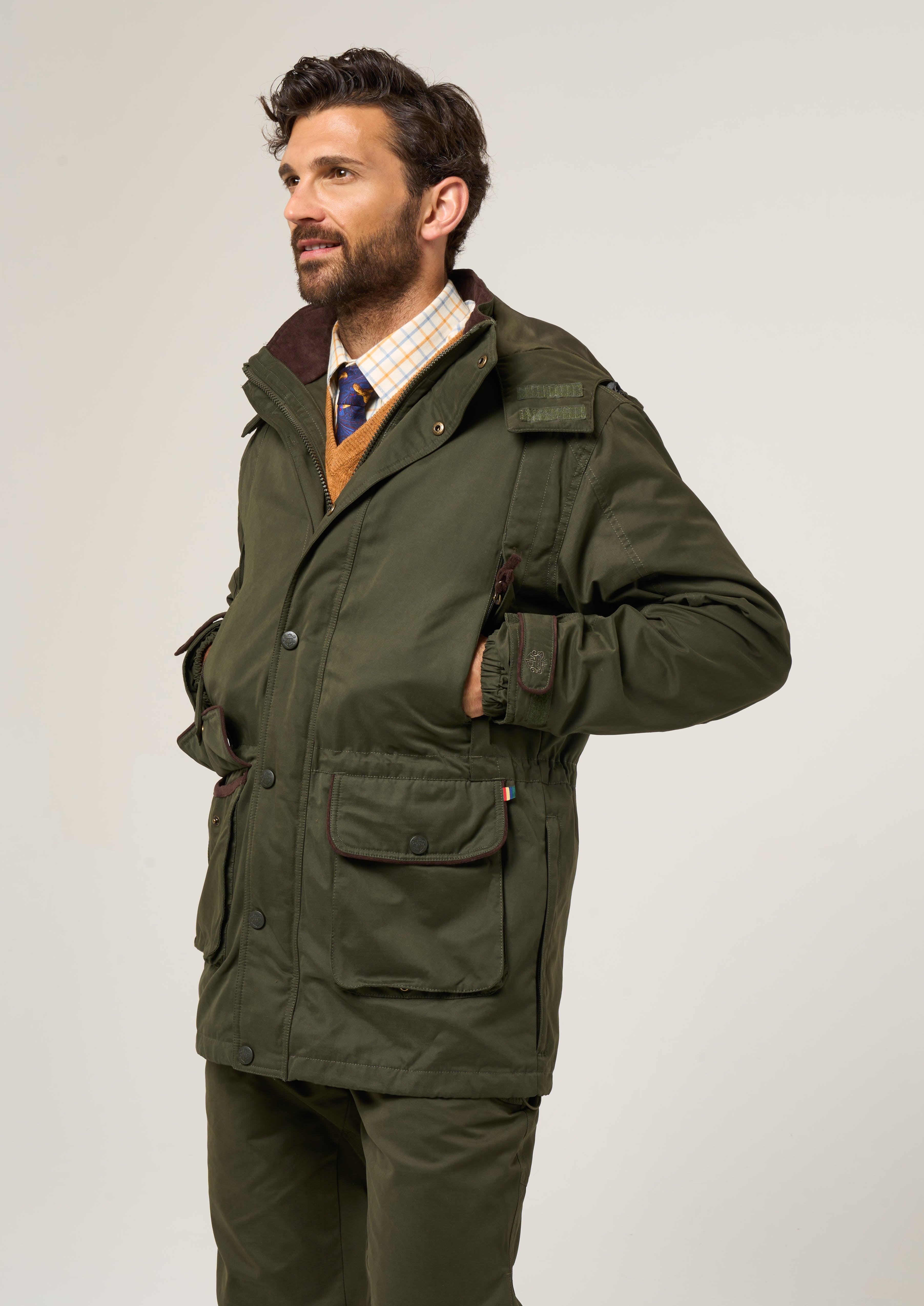 Milwood Men s Waterproof Shooting Coat In Olive Shooting Fit