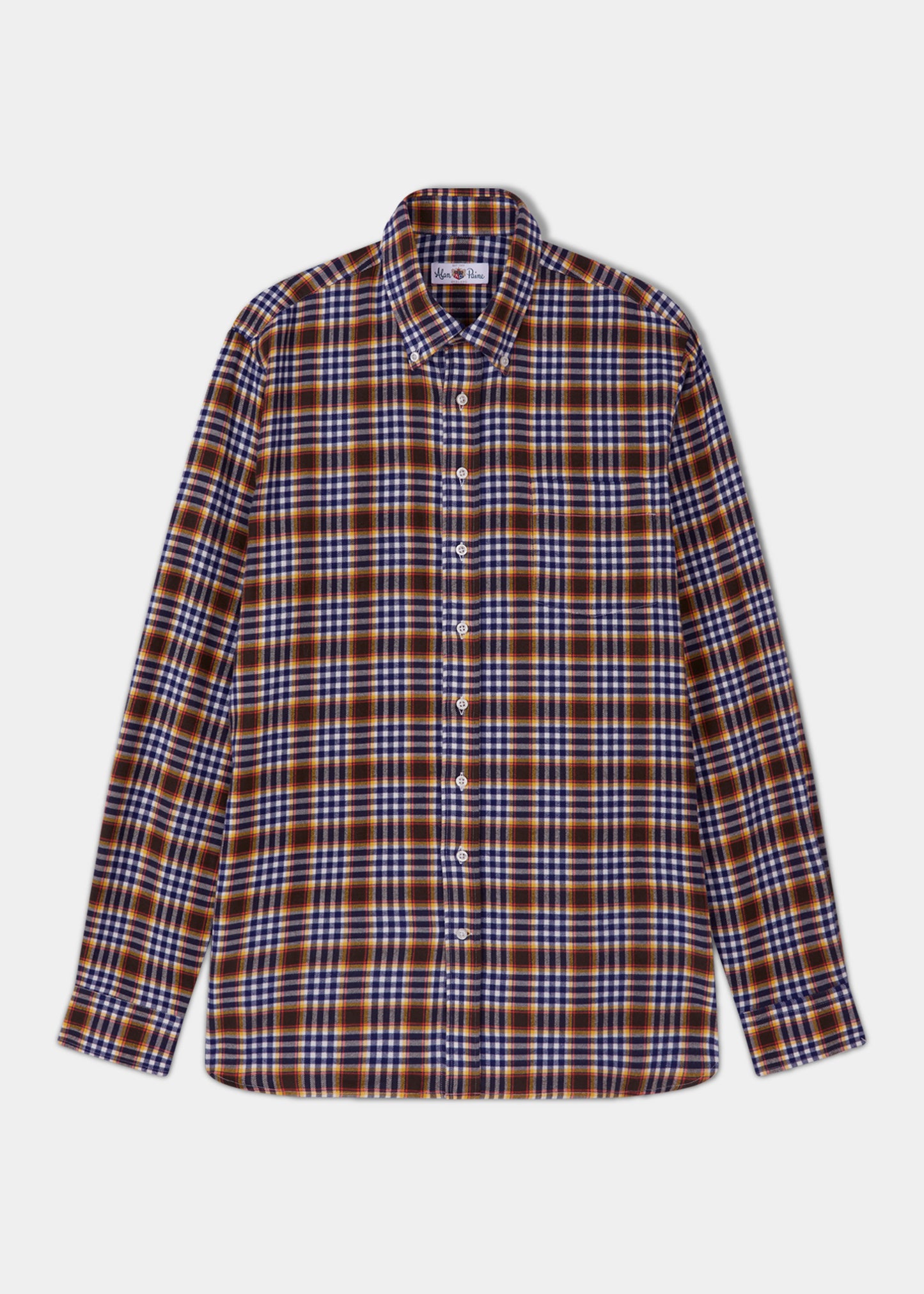 Mirfield Blue and Yellow Large Check Cotton Shirt - Classic Fit