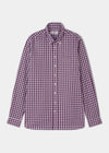 Mirfield Burgundy Check Cotton Shirt - Classic Fit