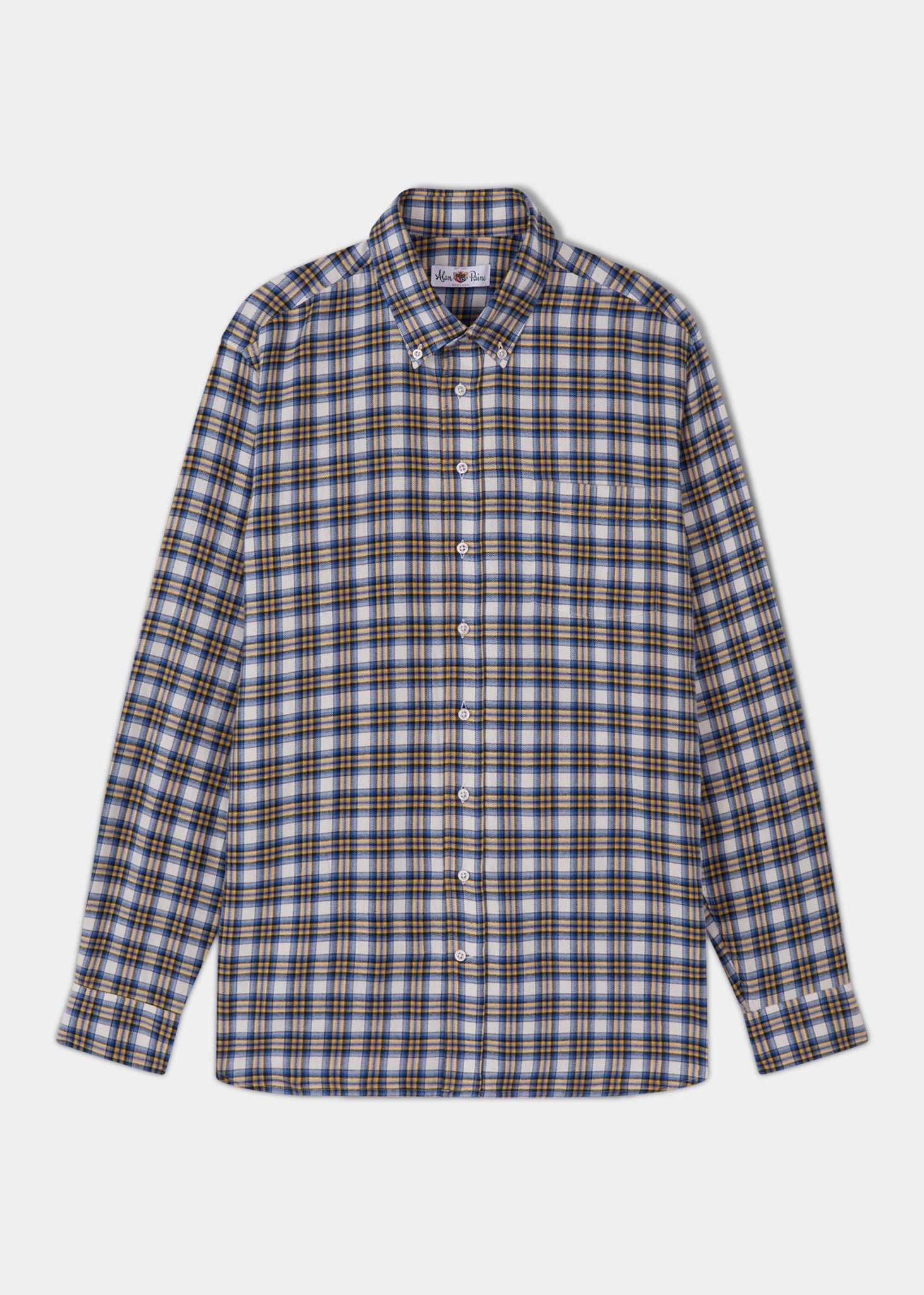 Mirfield Yellow and Blue Check Cotton Shirt - Classic Fit