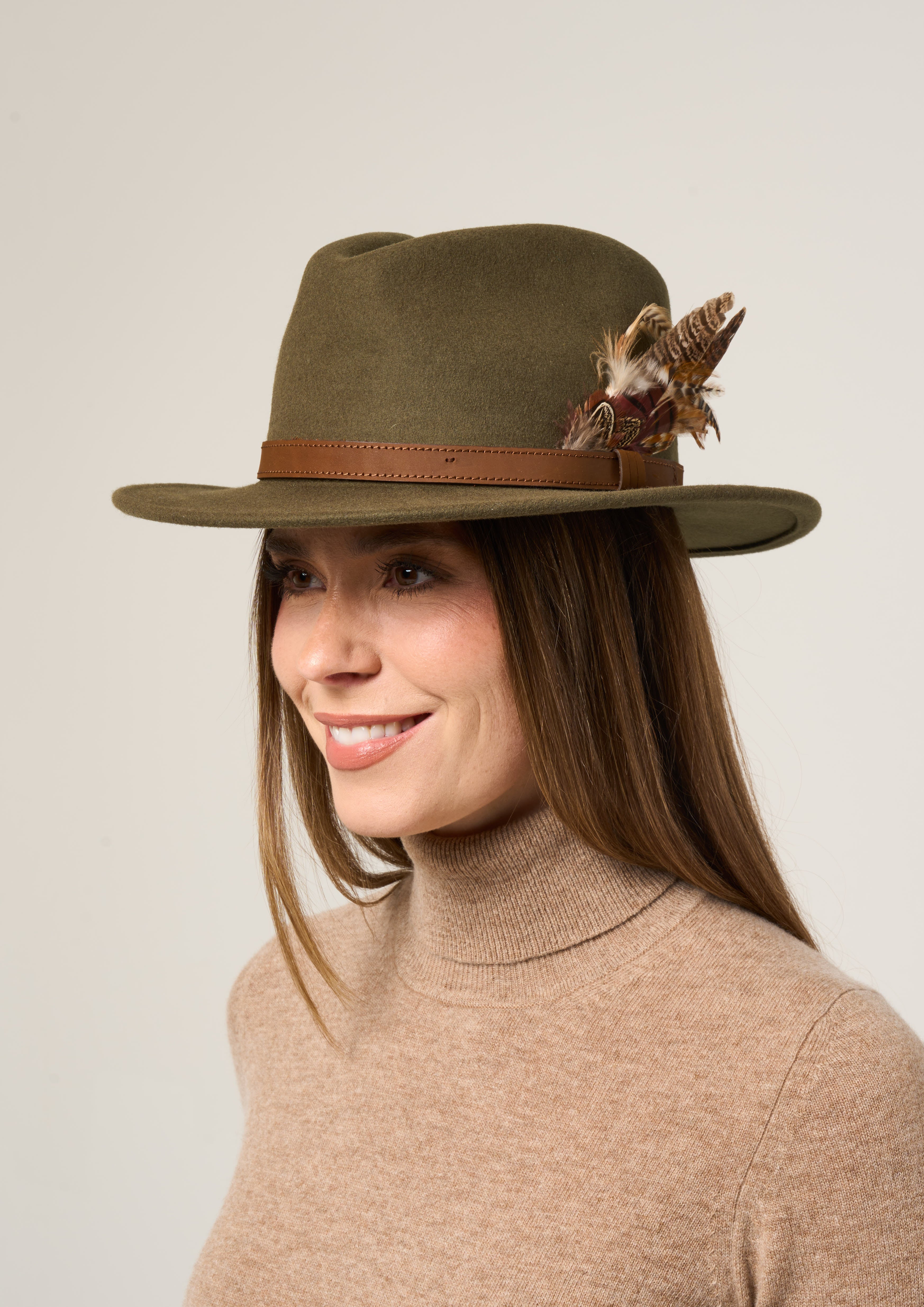 Olive fedora hat online