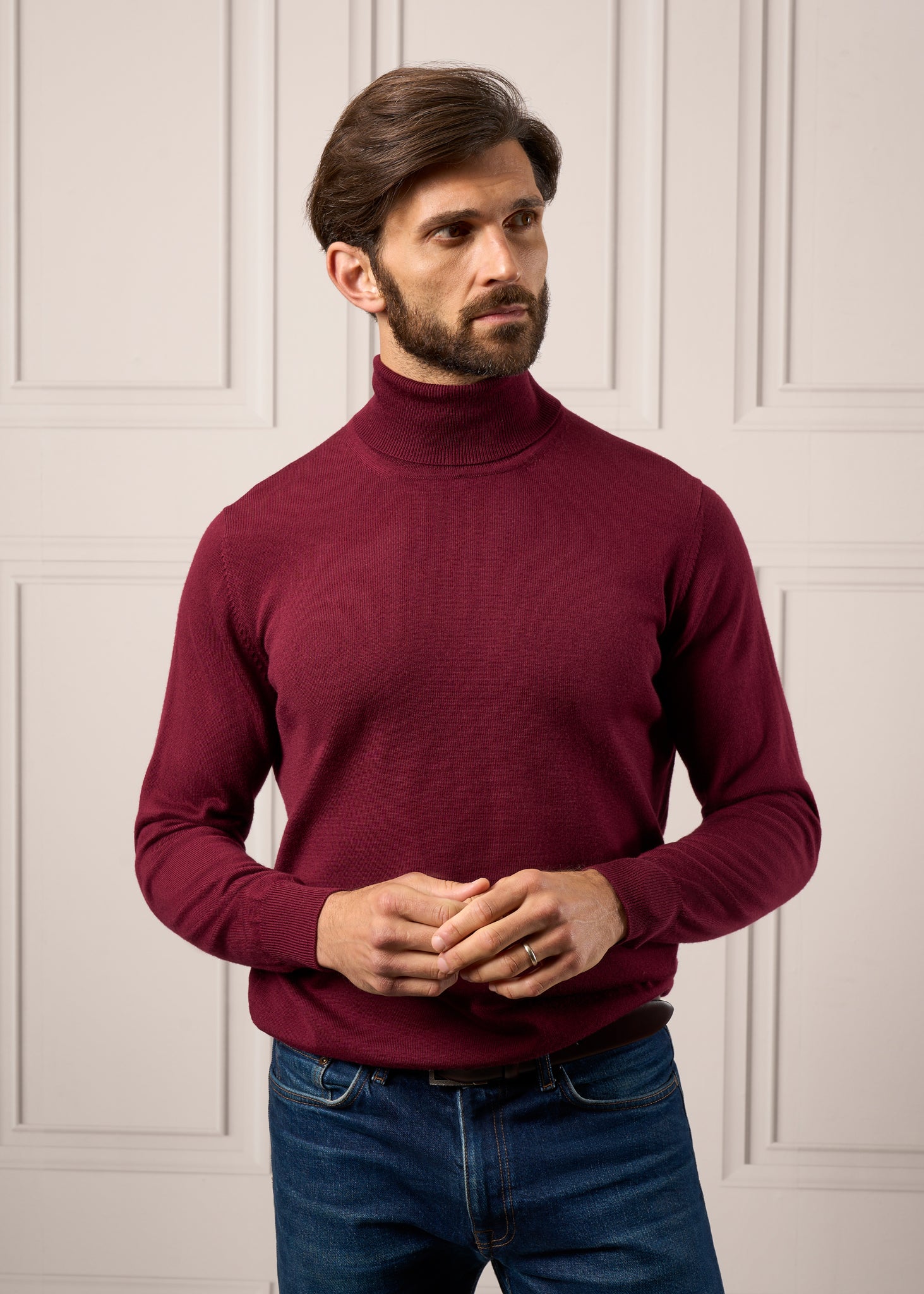 Merino roll neck jumper hotsell