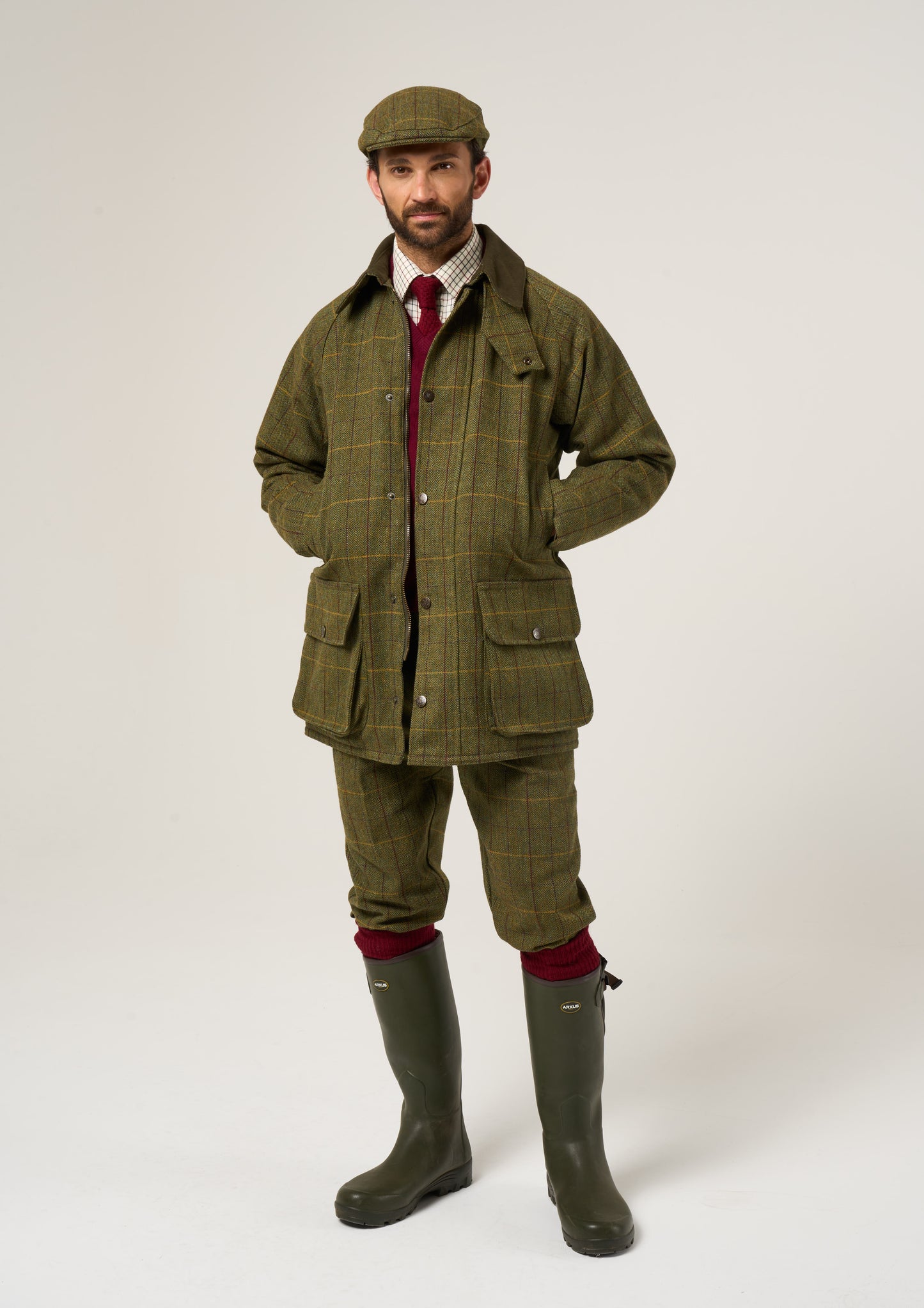 Rutland Men's Tweed Waterproof Shooting Coat In Green Ash