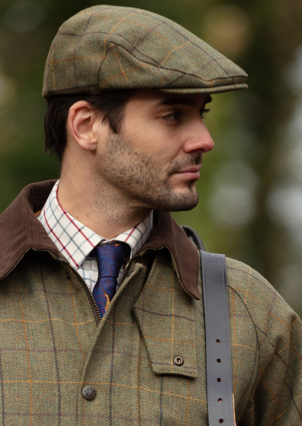 Rutland Men s Tweed Flat Cap In Dark Moss