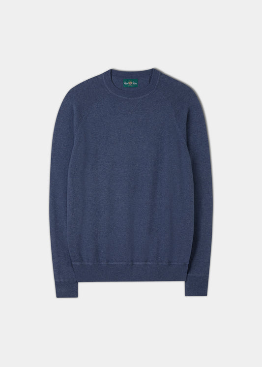 Saddington Cotton Merino Crew Neck Sweatshirt In Denim