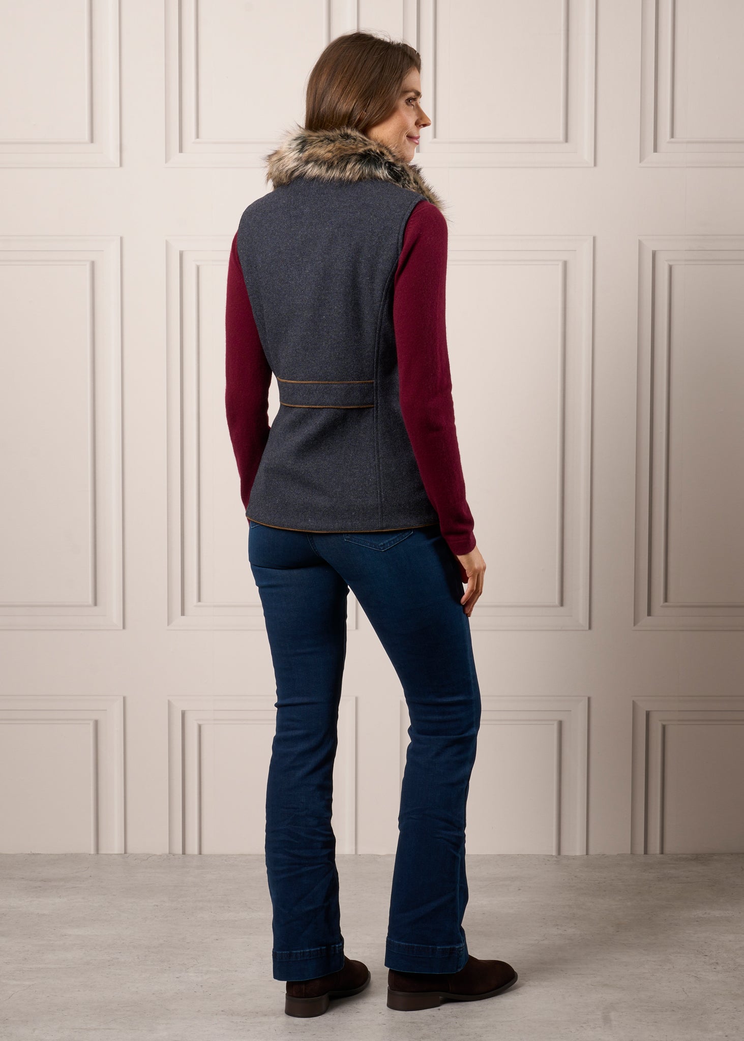 Surrey Ladies Tweed Gilet In Blue