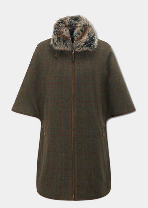 Surrey Ladies Tweed Cape In Hemlock