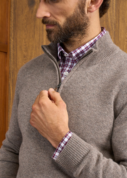 Sutherland Lambswool 1/4 Zip Jumper in Vole 