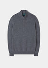 Sutherland Lambswool 1/4 Zip Jumper in Grey Mix - Regular Fit